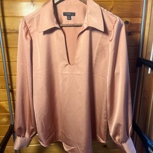 J Crew-Collared Satin-Back Crepe Popover Blouse - M